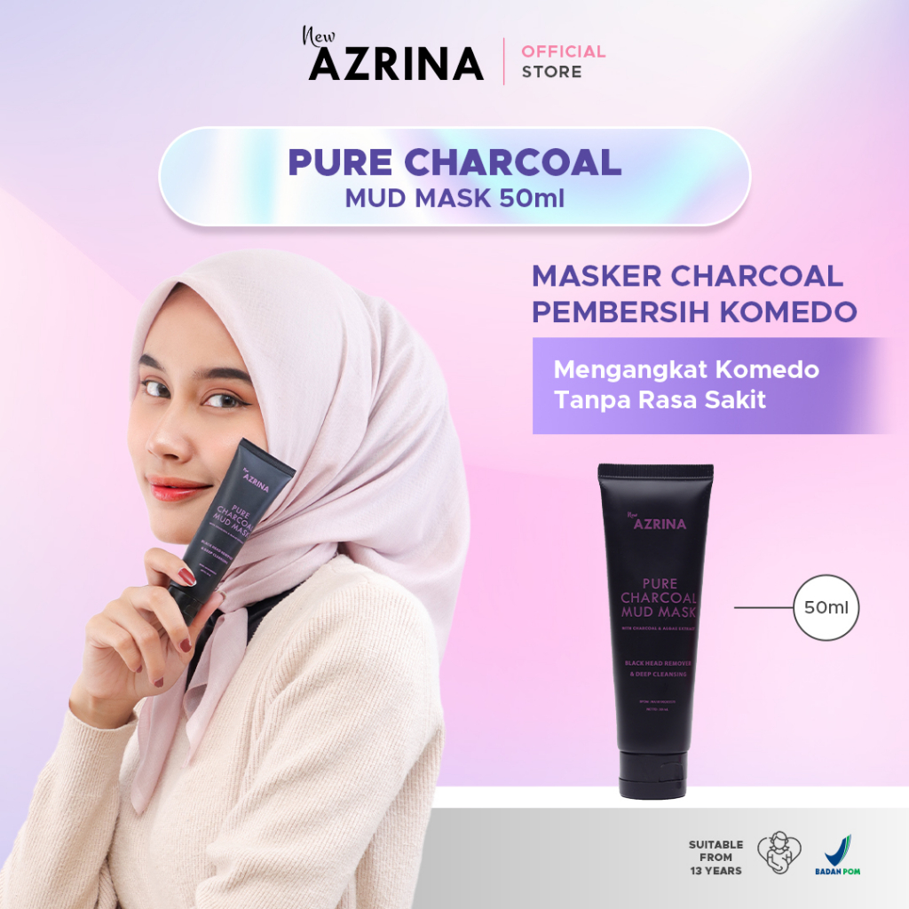 Jual Azrina Pure Charcoal Mud Mask 50ml Masker Wajah Brightening