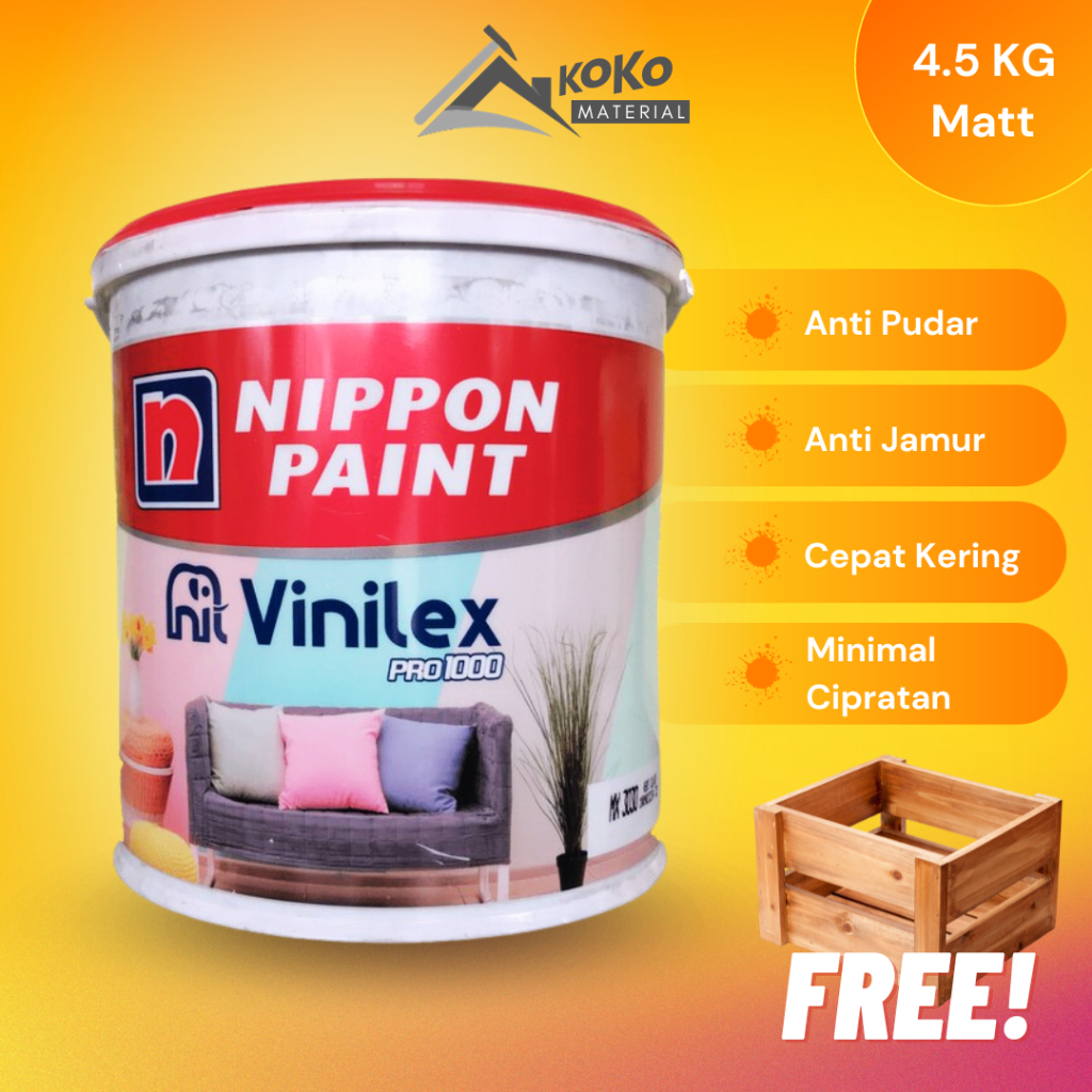 Jual Cat Tembok Nippon Vinilex Pro 1000 3L Berat 4.5Kg | Shopee Indonesia