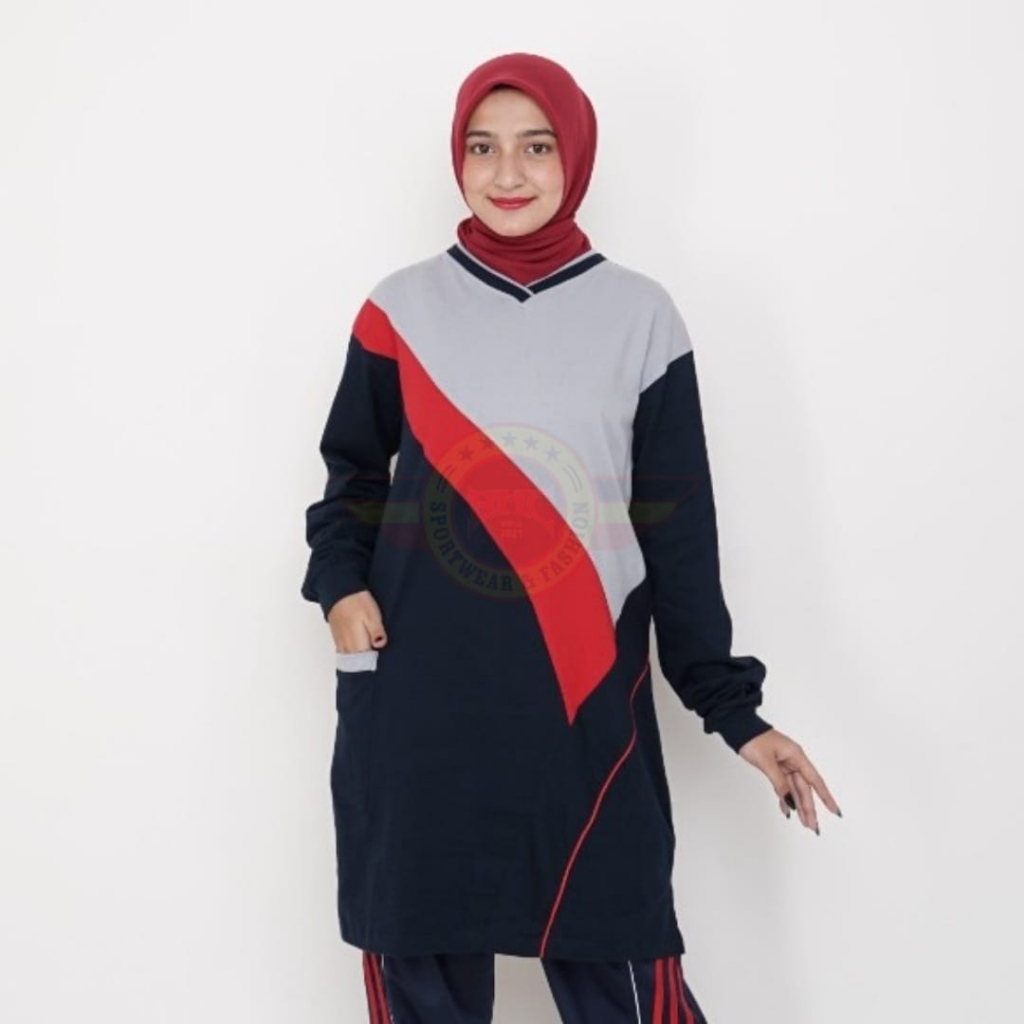 Jual Atasan kaos olahraga model tunik wanita muslimah / kaos olahraga