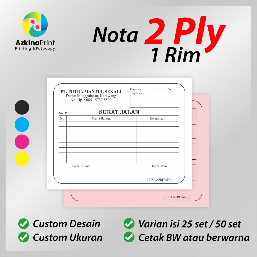 Jual Cetak Nota Invoice 2 Ply 1 Rim Custom Desain Shopee Indonesia 7747