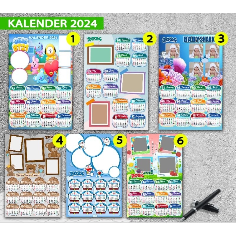 Jual kalender karakter 2025 Custom (Doraemon, Hello Kitty, Spongebob ...