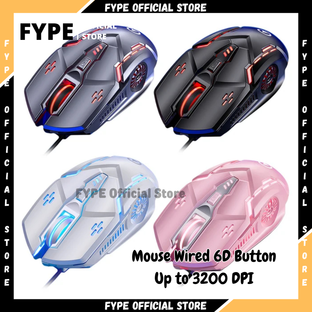Jual FYPE Mouse Gaming - 3200DPI LED Optical USB Wired Gaming Mouse 6 ...
