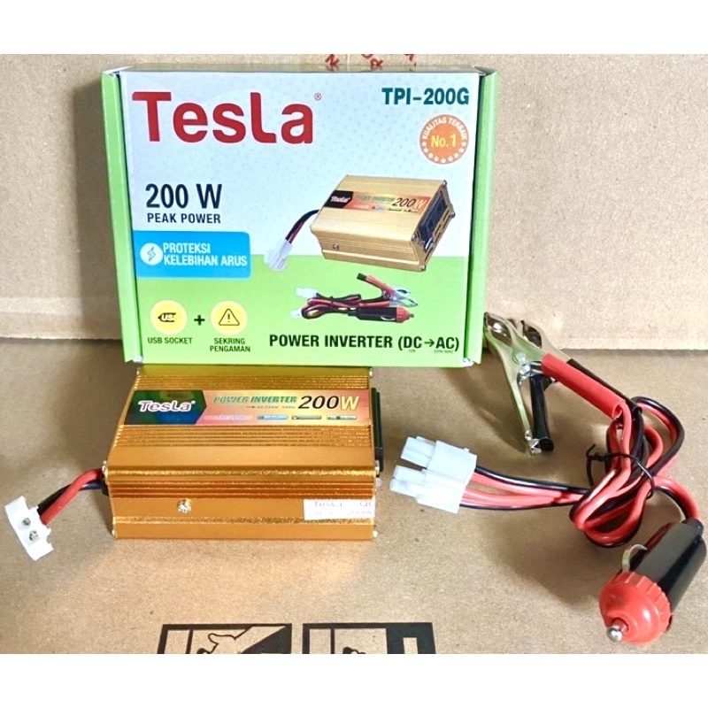 Jual Power Inverter Tesla 200W 200 Watt Usb Dc 12V To Ac 220V Pengubah