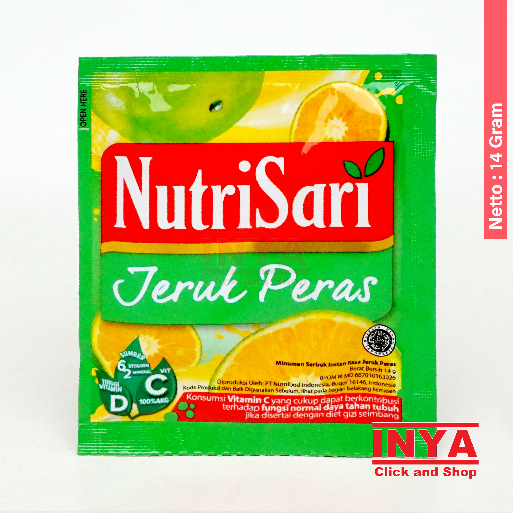 Jual Nutrisari Jeruk Peras 14gr Sachet Minuman Serbuk Instan Instant Powder Drink Shopee 1145