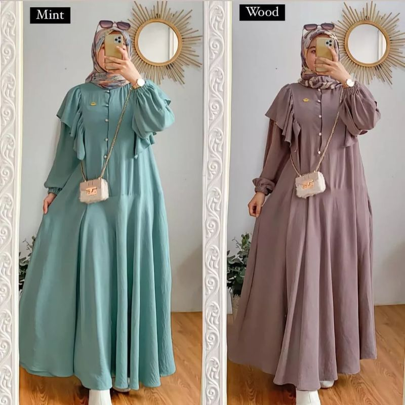Jual Rania Maxy Dress (Warna Milo/Wood) | Shopee Indonesia