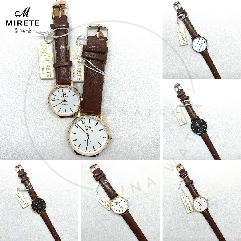 Jual Jam Tangan MIRETE MRT-KL01 Strap Kulit Coklat Couple Pria Wanita ...