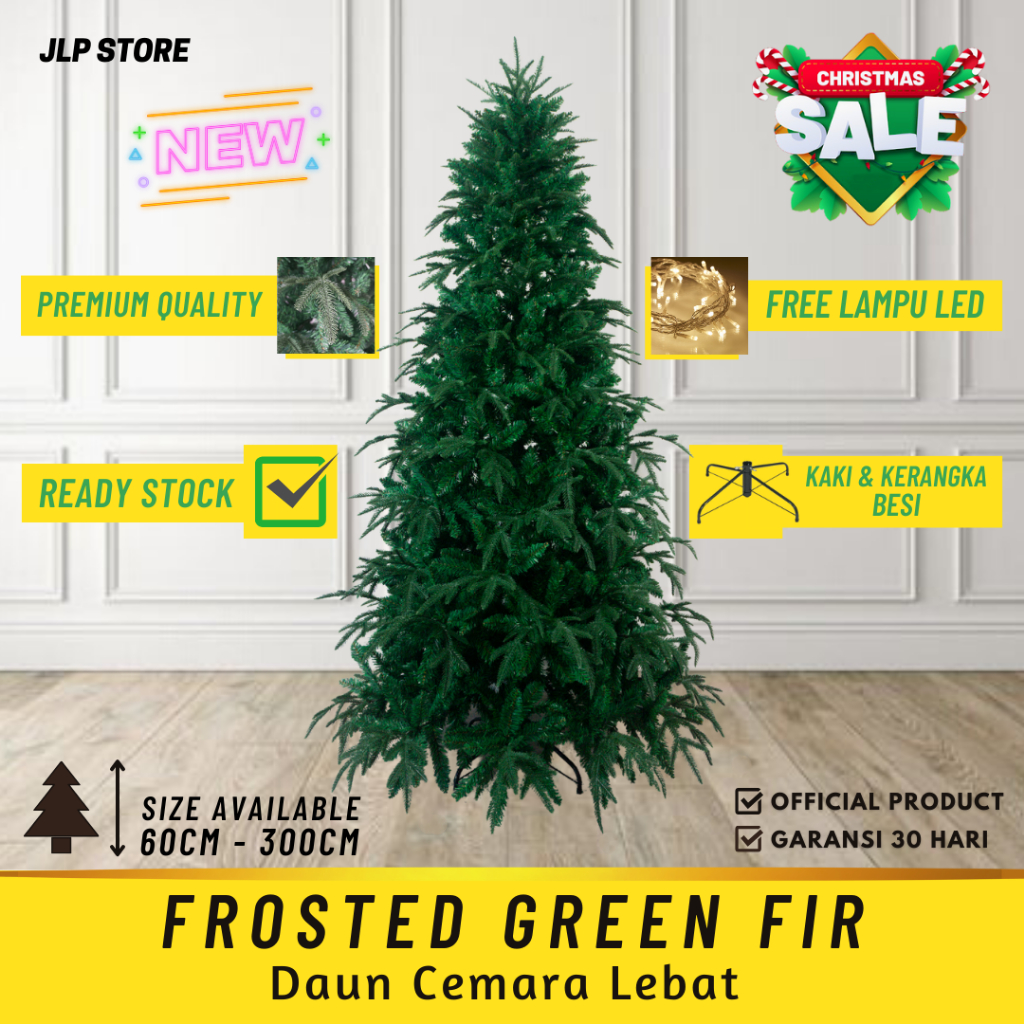 Jual Pohon Natal Premium Terbaru Tinggi 2 Meter 210cm 7 Feet Murah Aesthetic Frosted Green Fir 4457