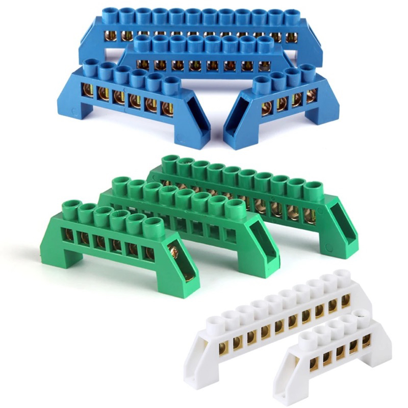 Jual Zero Line 10Pin Brass Screw Grounding Terminal Block Connector ...
