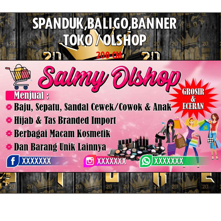 Jual CETAK DAN DESAIN BANNER/ SPANDUK TOKO BAJU 200X70CM FREE DESAIN ...