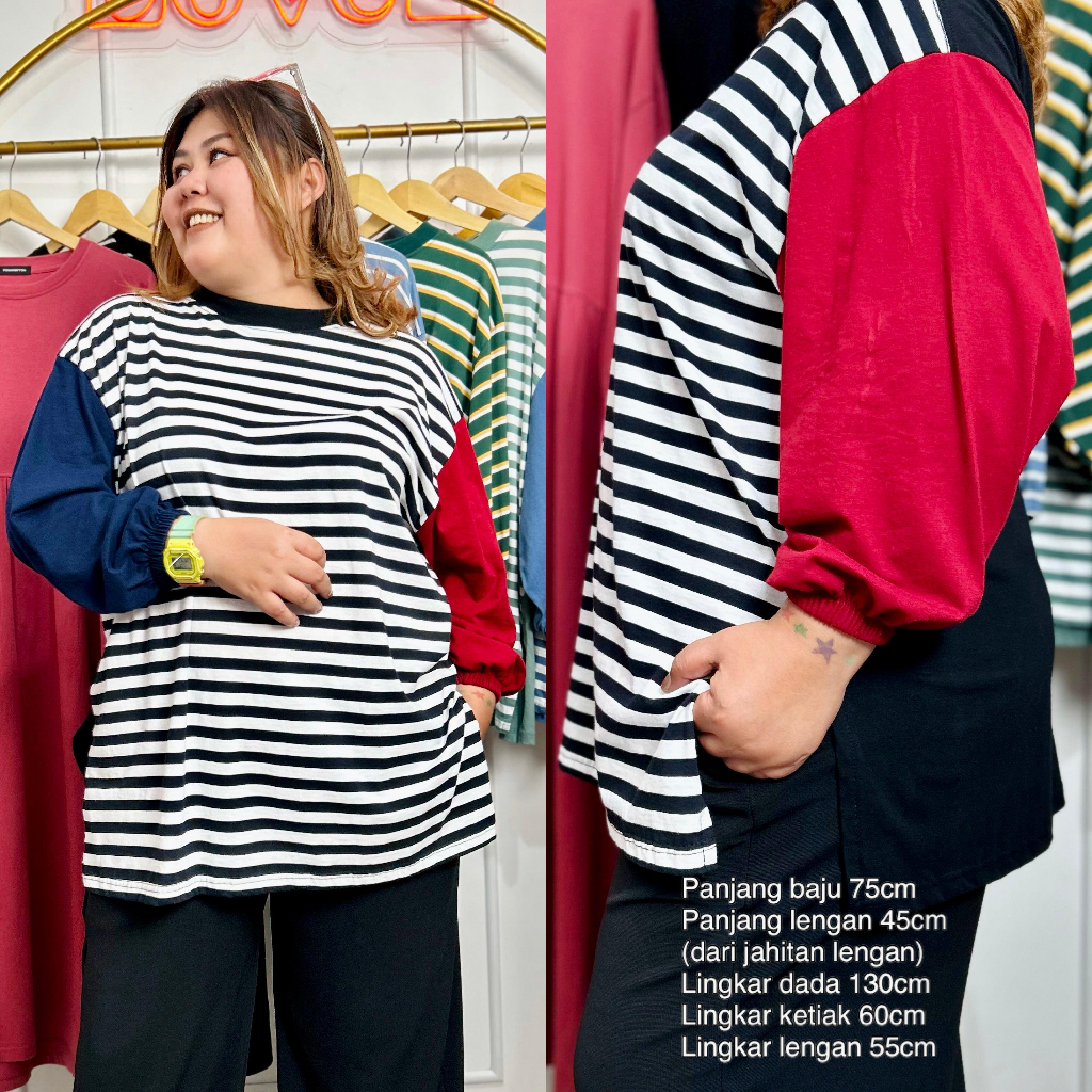 Jual Atasan Wanita Blouse Oversize Alice Stripes Femonritch Hijab Dan Wudhu Friendly Shopee 3811