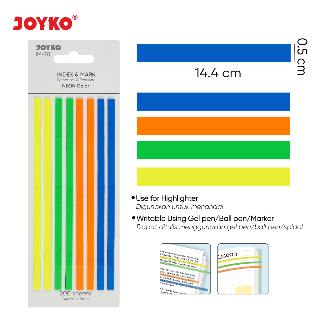 Jual Index Mark Penanda Pembatas Joyko 200 Sheets IM-70 ~ 71 Plastik ...