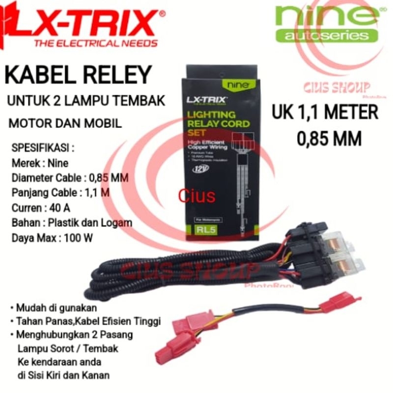 Jual KABEL RELEY LAMPU LED SOROT LED TEMBAK NINE RL3 RL5 HI LOW 2 ...