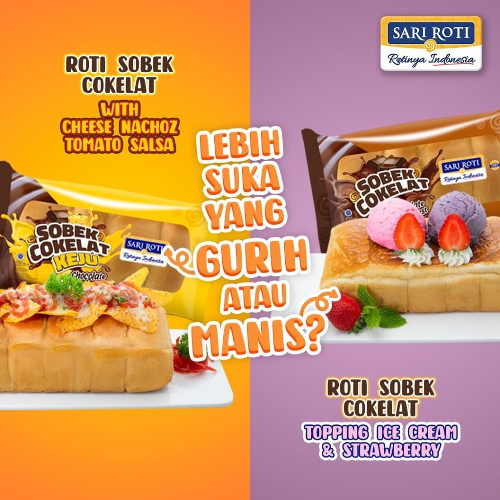 Jual 100 SARI ROTI SOBEK COKLAT II COKLAT KEJU II COKLAT STRAWBERRY II ...