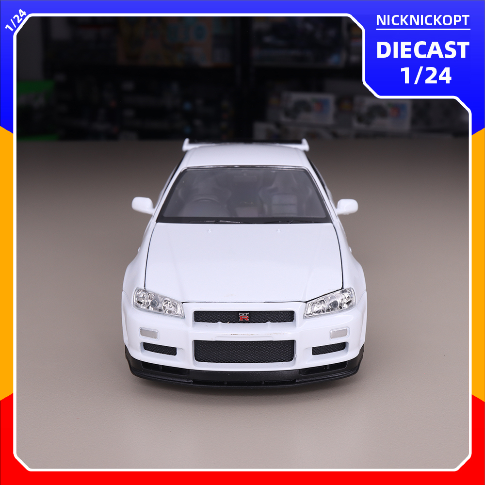 Jual Miniatur Mobil Welly Nissan Skyline GTR GT-R R34 White Diecast ...
