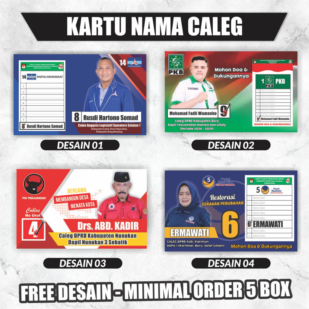 Jual KARTU NAMA PARTAI | KARTU NAMA CALEG | KARTU NAMA MURAH | Shopee