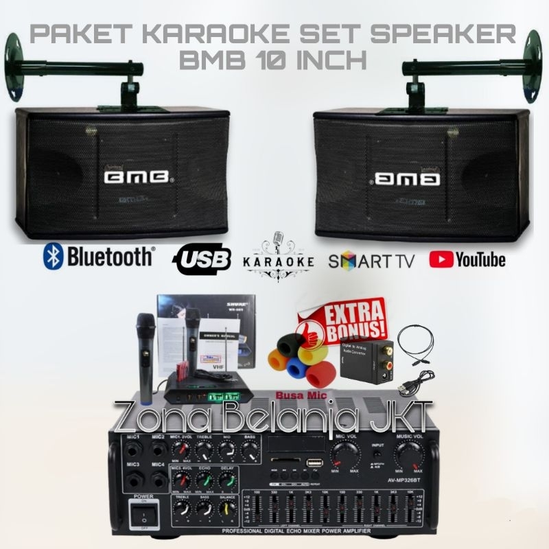 Jual PAKET SOUND SYSTEM KARAOKE HEMAT RUMAHAN SPEAKER BMB 10 INCH