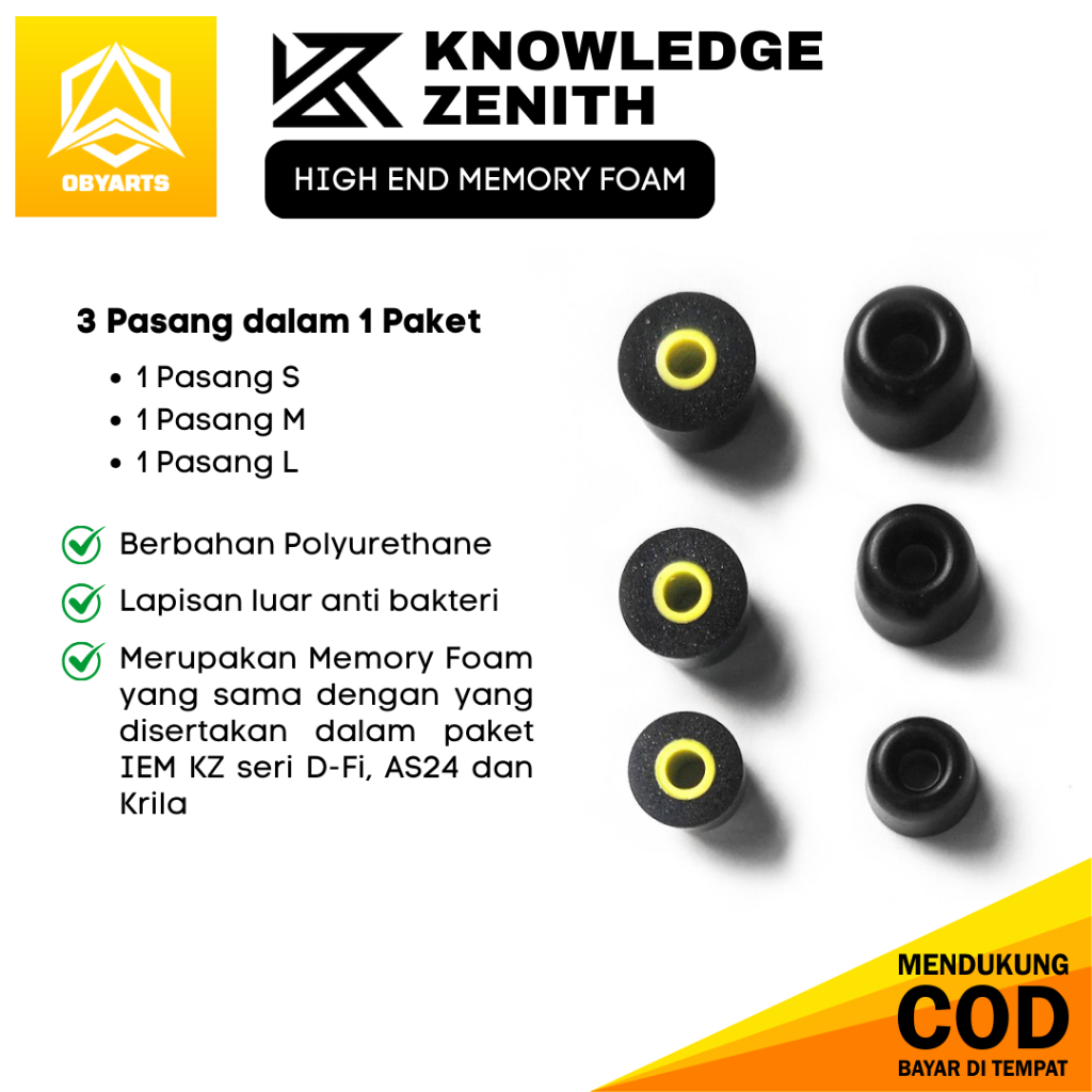 Jual KZ New Upgrade Memory Foam High End 3 Pasang / 1 Set Ear Tips