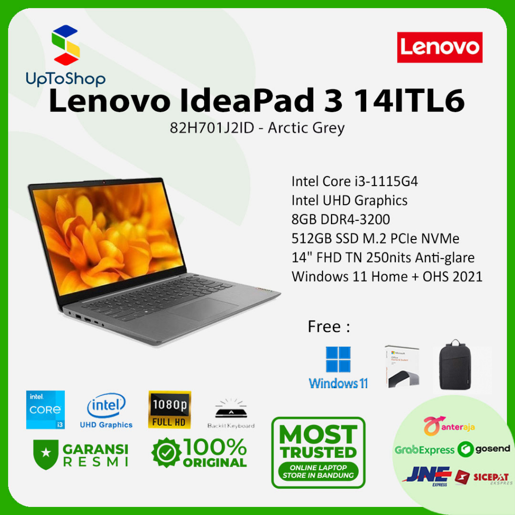 Jual Lenovo Ideapad 3 14itl6 [82h701gfid] - Arctic Grey Di Seller  Official Store