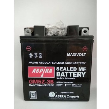 Jual AKI KERING MOTOR ASPIRA GM5Z-3B COCOK UNTUK MOTOR HONDA SUPRA