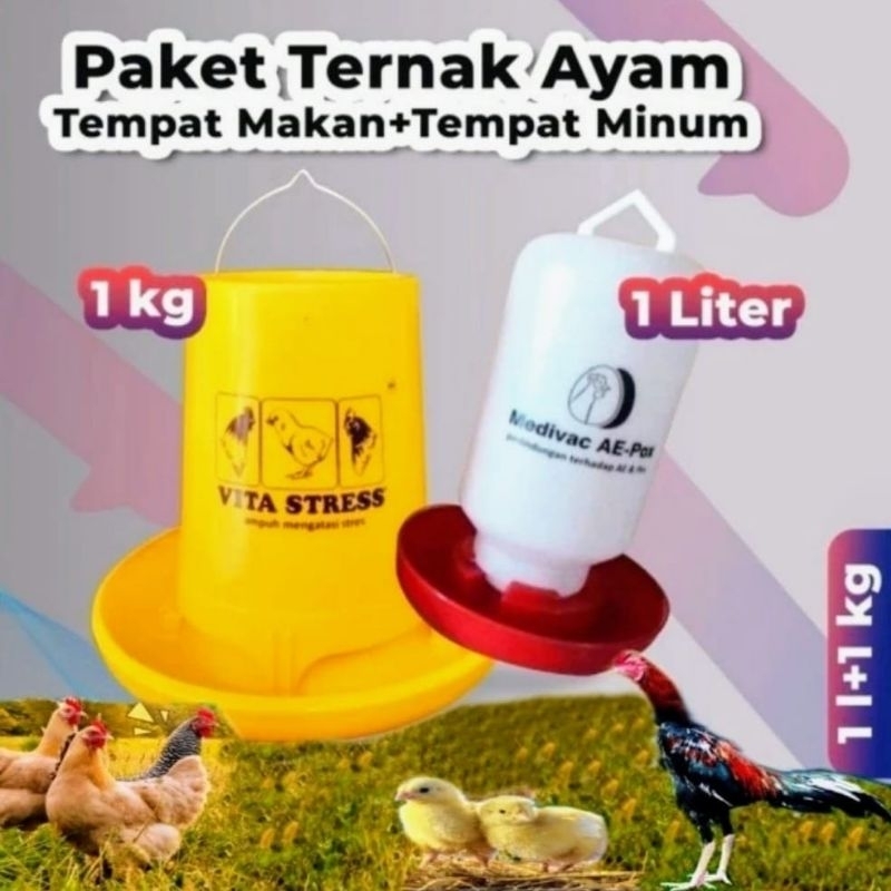 Jual Satu Paket Tempat Pakan Ayam 1kg Tempat Minum Ayam 1liter Shopee Indonesia 9418