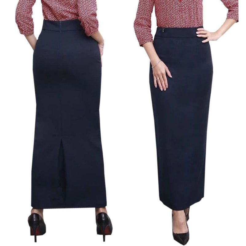 Jual rok span panjang hitam biron rempel belakang rok kerja kantor ...