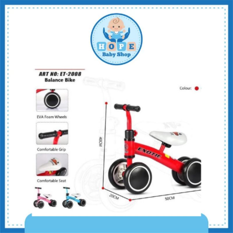 Jual SEPEDA BALANCE BIKE ANAK RODA TUGA EXOTIC ET 2008 | Shopee Indonesia