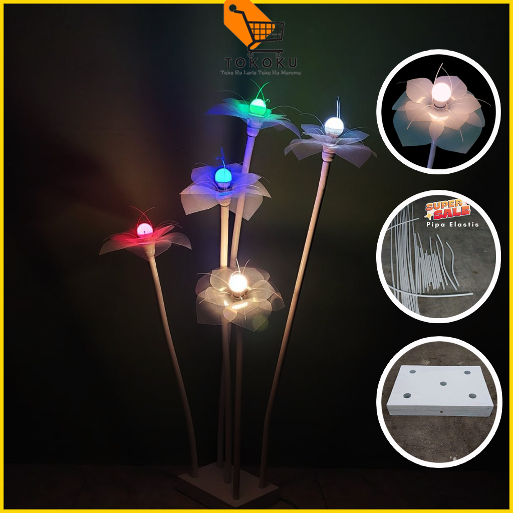 Jual standing lampu dekorasi lampu hias kap kelopak bunga tangki pipa