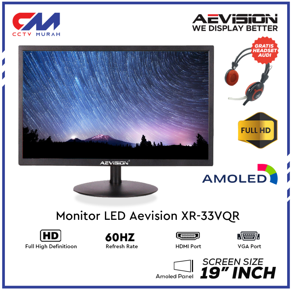 Jual Monitor LED 19 Inch Aevision Amoled Panel Resolusi Full HD ...