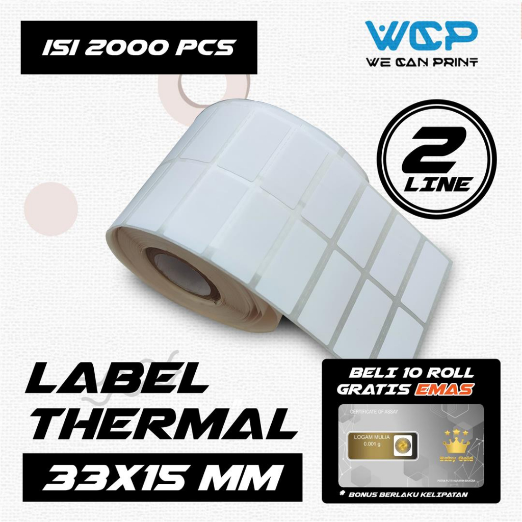 Jual Label Thermal Barcode 33 X 15 Mm Kertas Sticker Thermal 33x15 Mm 2