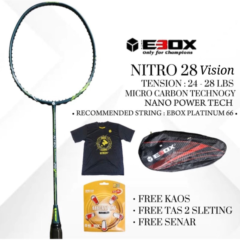 Jual [ ORIGINAL ] Raket Badminton EBOX Nitro 28 V W X Y Z | Shopee ...