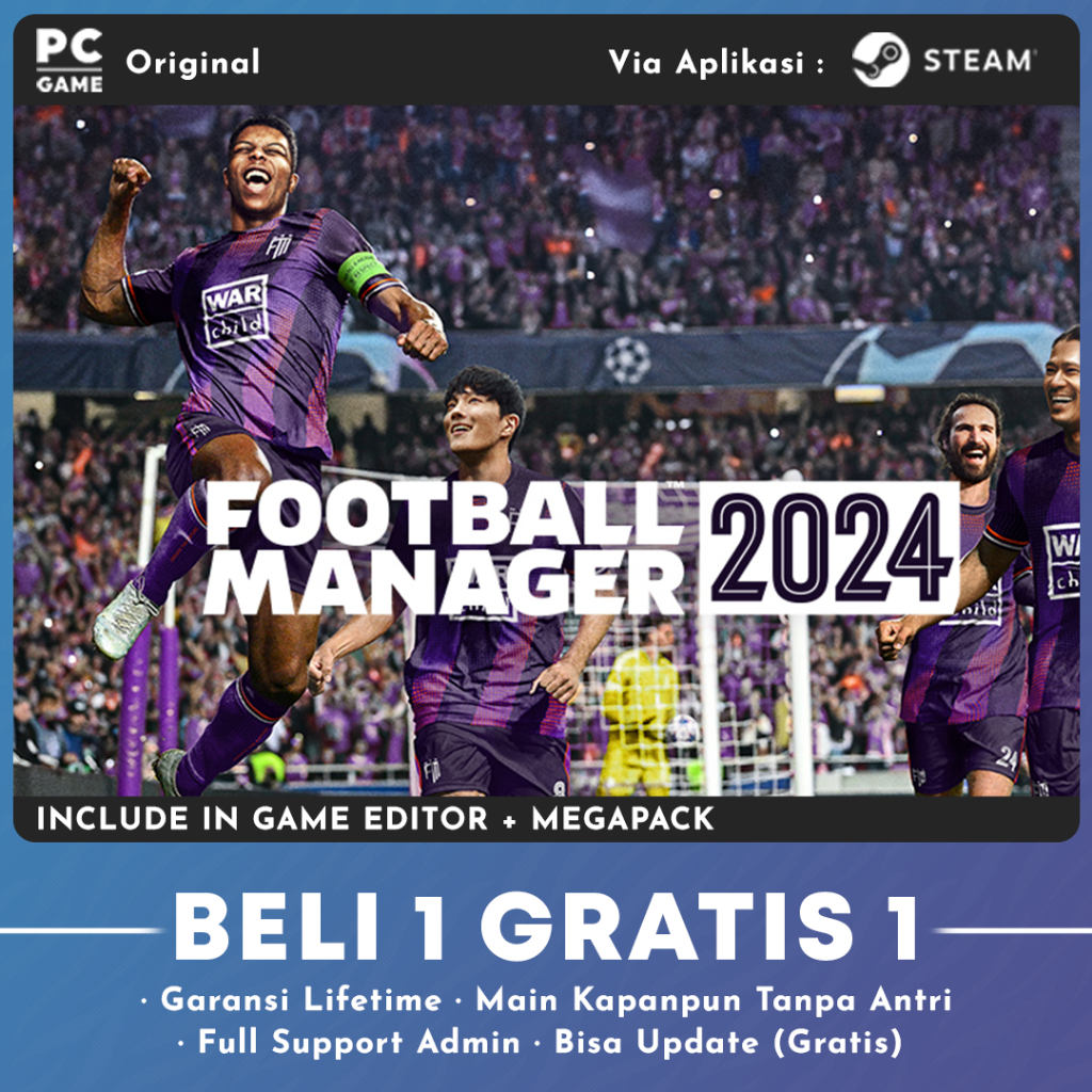 Jual FOOTBALL MANAGER 2024 WINDOWS MAC INCLUDE IN GAME EDITOR+MEGAPACK