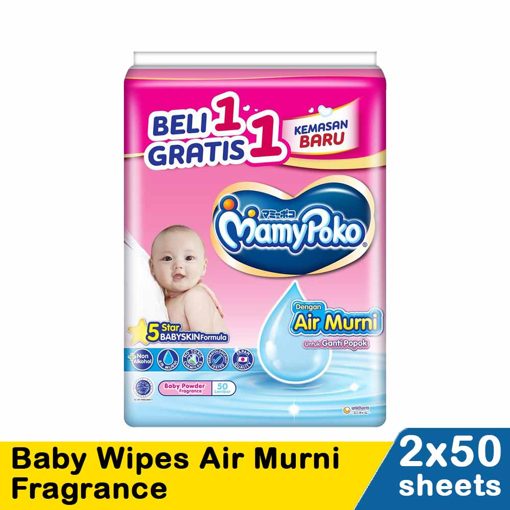 Jual Mamy Poko Tissue Basah Air Murni Baby Powder Fragrance X Sheets