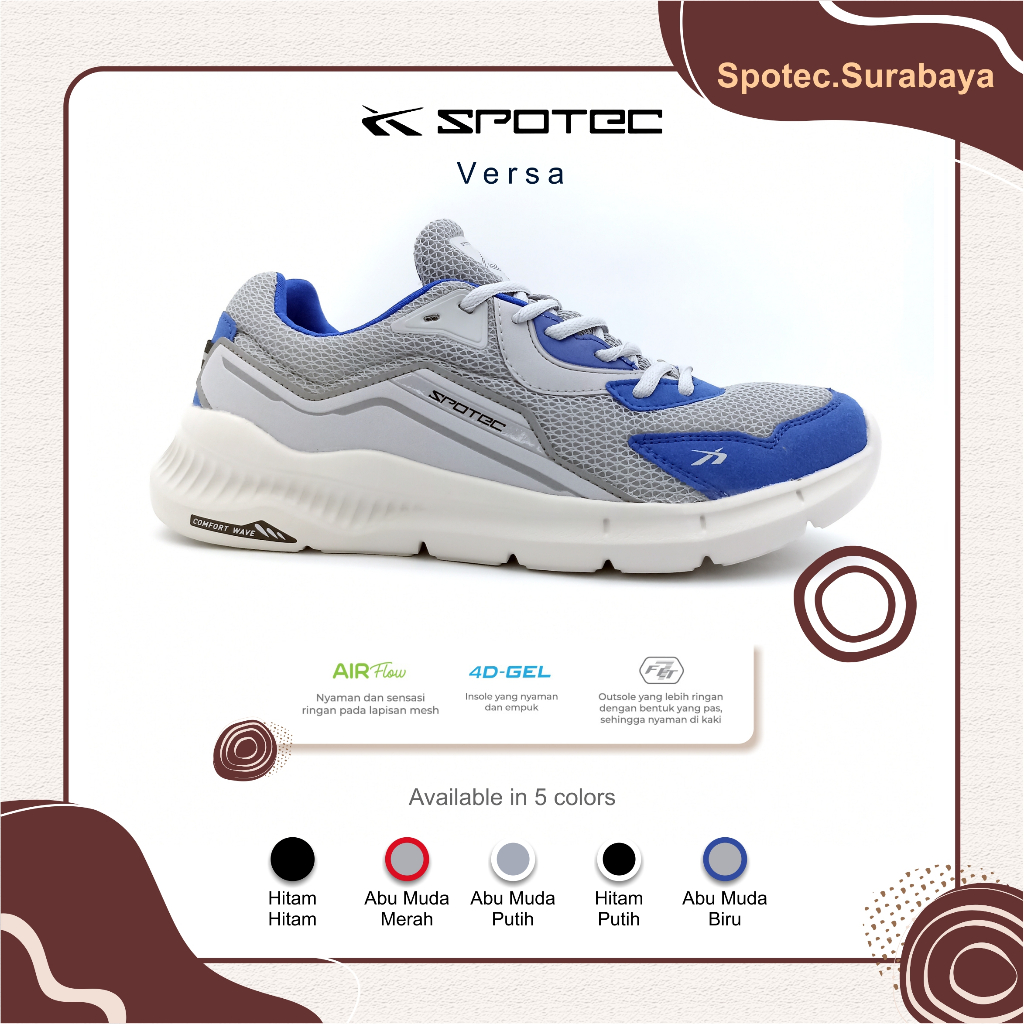 Jual Sepatu Running SPOTEC VERSA Abu Muda-Biru | Shopee Indonesia
