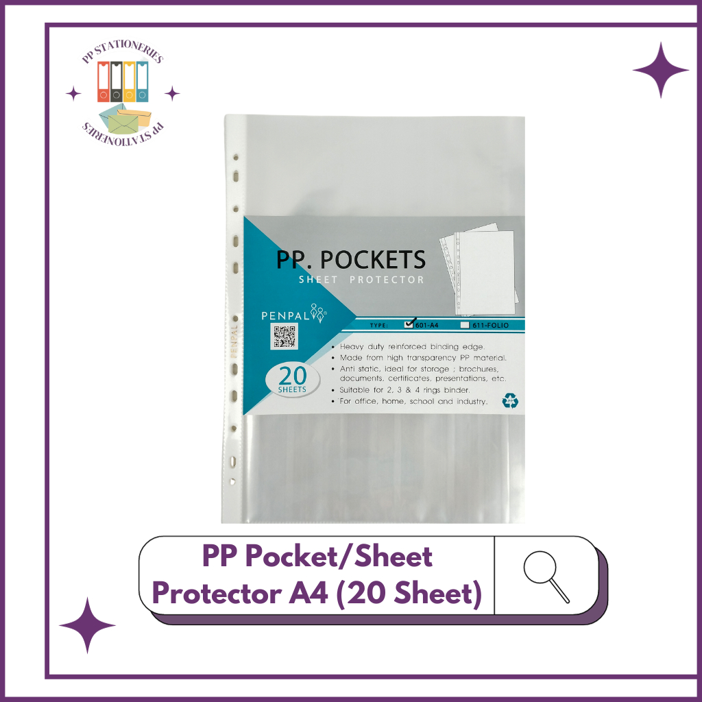 Jual Penpal PP Pockets / Sheet Protector A4 PL601 [20 Sheets] Shopee Indonesia