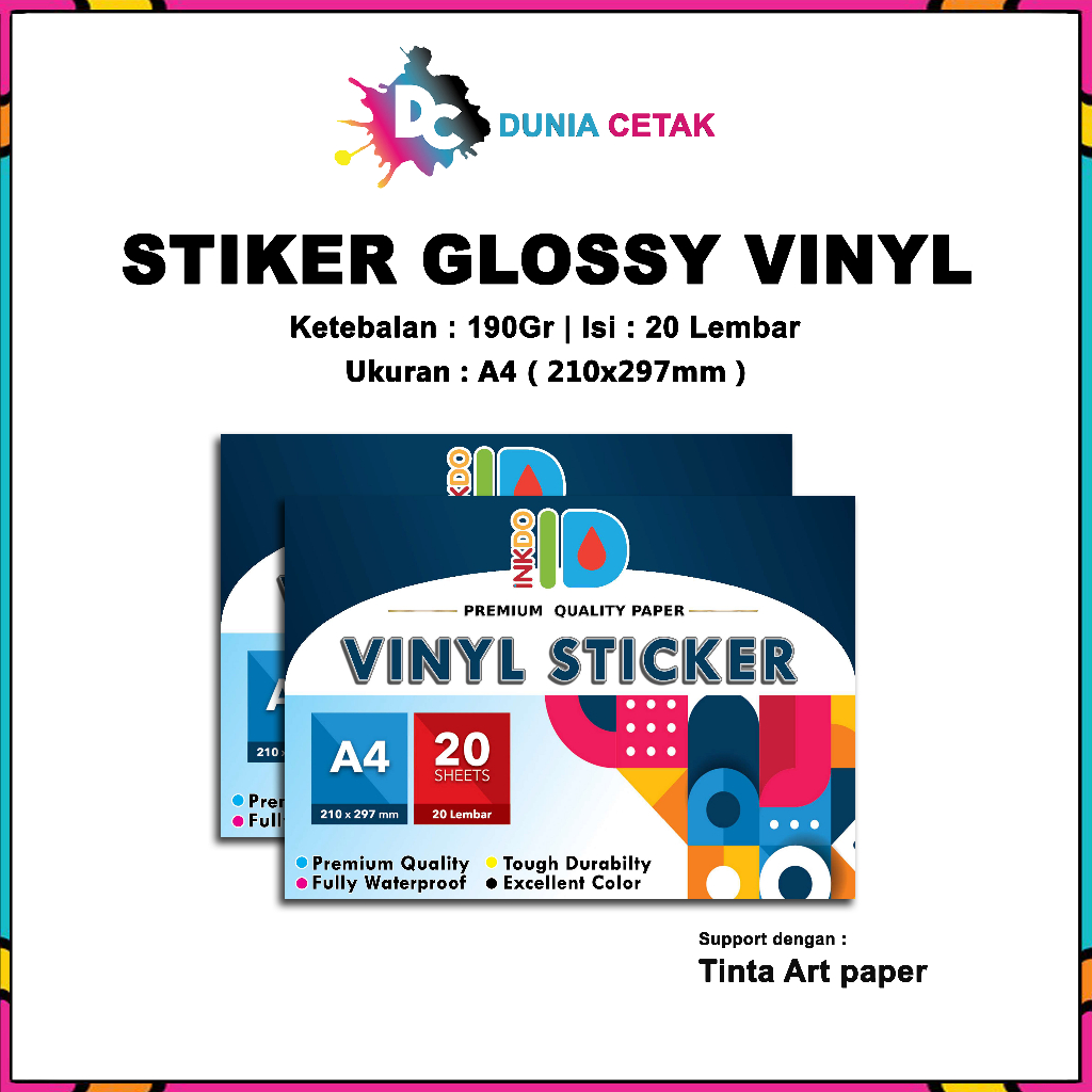 Jual Kertas Sticker Vinyl Glossy A4 Isi 20 Lembar / Stiker Mengkilap ...