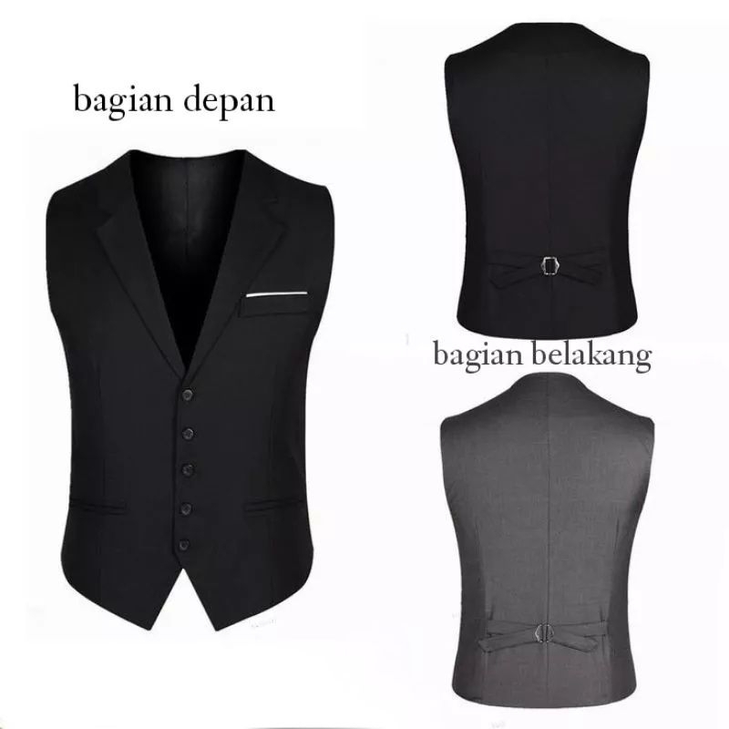 Jual Rompi Kerah Pria Hitam Abu Formal Bahan Jas Full Puring | Shopee ...