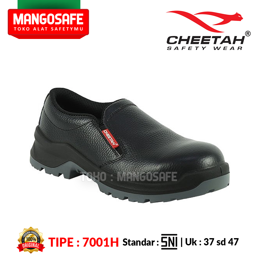 Jual Sepatu Safety Proyek Pendek Hitam Pansus Tanpa Tali CHEETAH 7001H