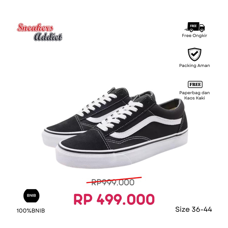 Jual Sepatu Vans Oldskool Classic Black And White Original Guarantee ...