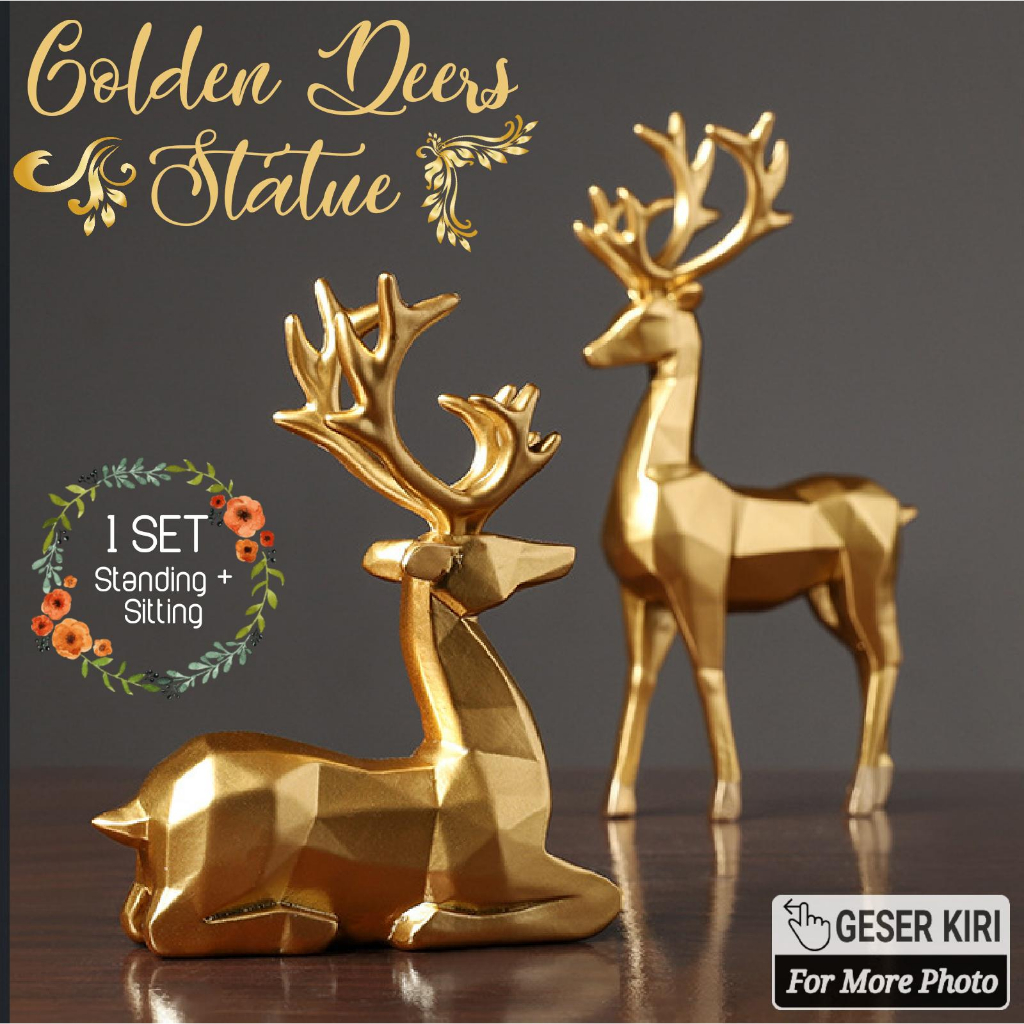 Jual Patung Rusa Keramik Emas Origami 1SET = 2PCS Hiasan Pajangan Rumah ...