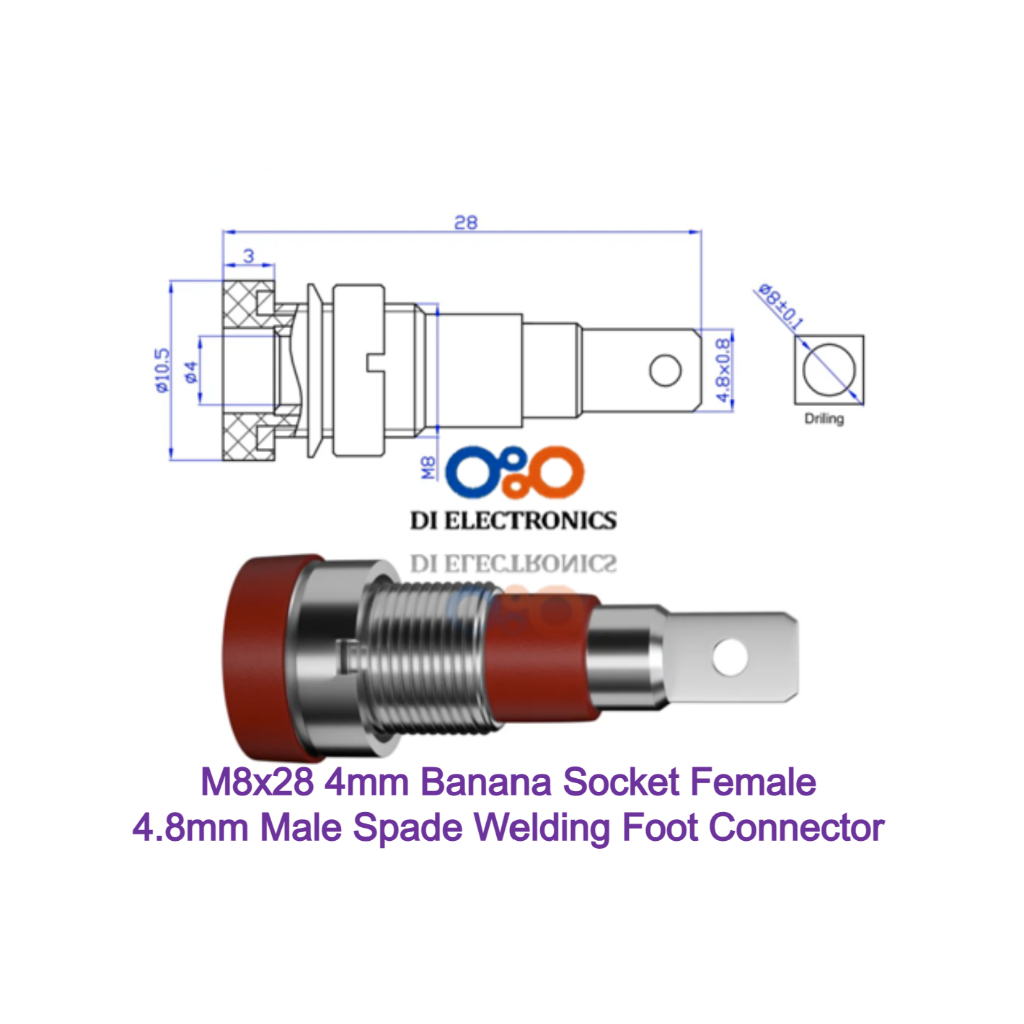 Jual M8x28 4mm Banana Socket Female Binding Post Nut Panel Mount with ...