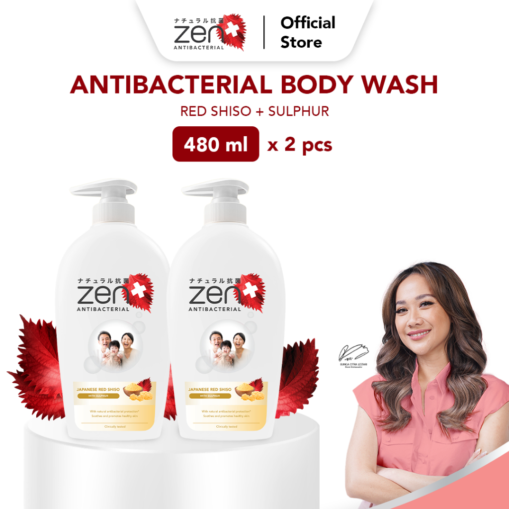 Jual Zen Antibacterial Body Wash Shiso & Sulphur Pump 480 mL 2 Pack