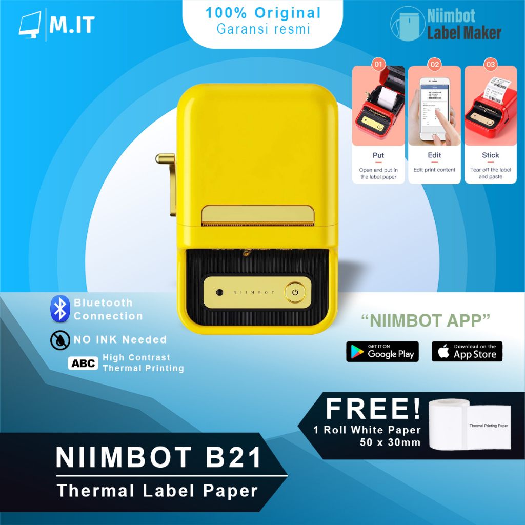 Jual NIIMBOT B21 Wireless Thermal Portable Label Maker Printer Tanpa ...