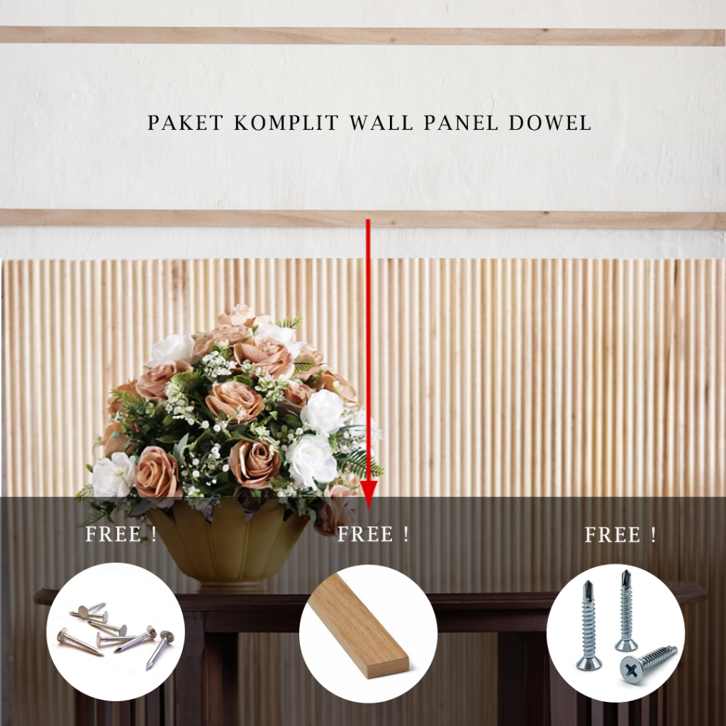 Jual FERVENT WOOD Wall Panel Dowel Kayu Paket Komplit | Shopee Indonesia