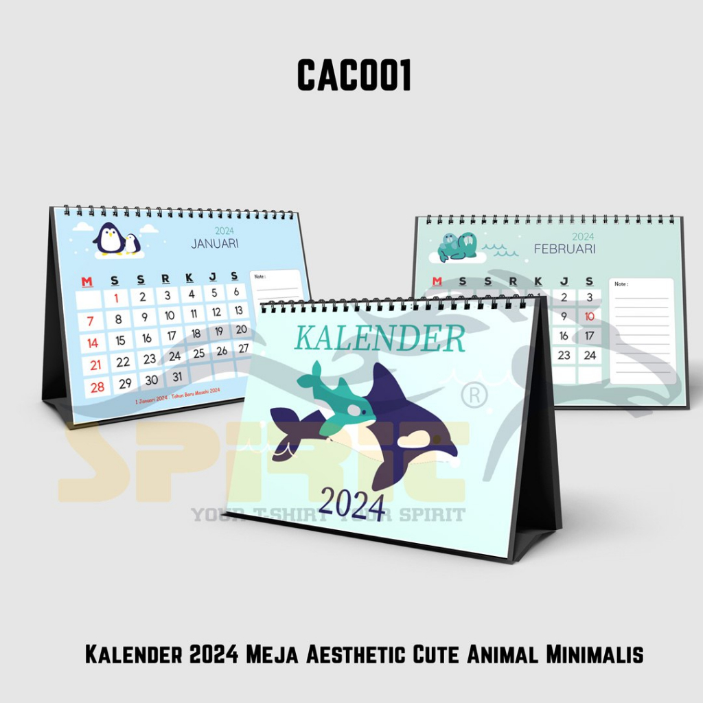 Jual Kalender Meja 2024 Kalender Meja Lucu Cute 2024 Animal Minimalis