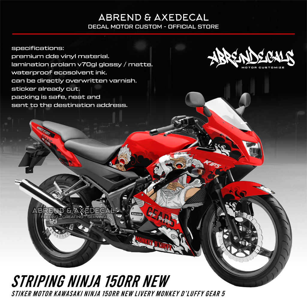 Jual Striping Ninja 150 RR New Livery Monkey D'Luffy Gear 5 Custom ...