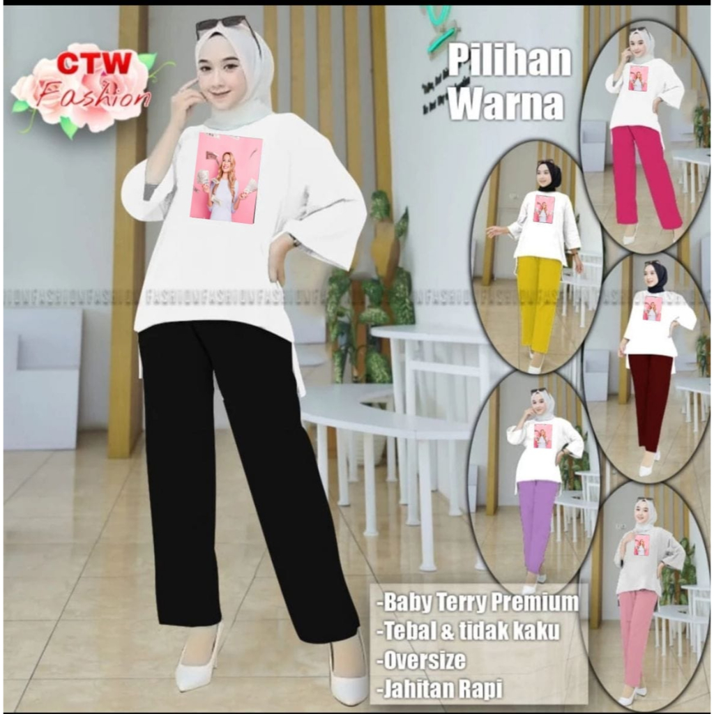 Jual One Set Wanita Kekinian Setelan Kombinasi Cewe Money Baju