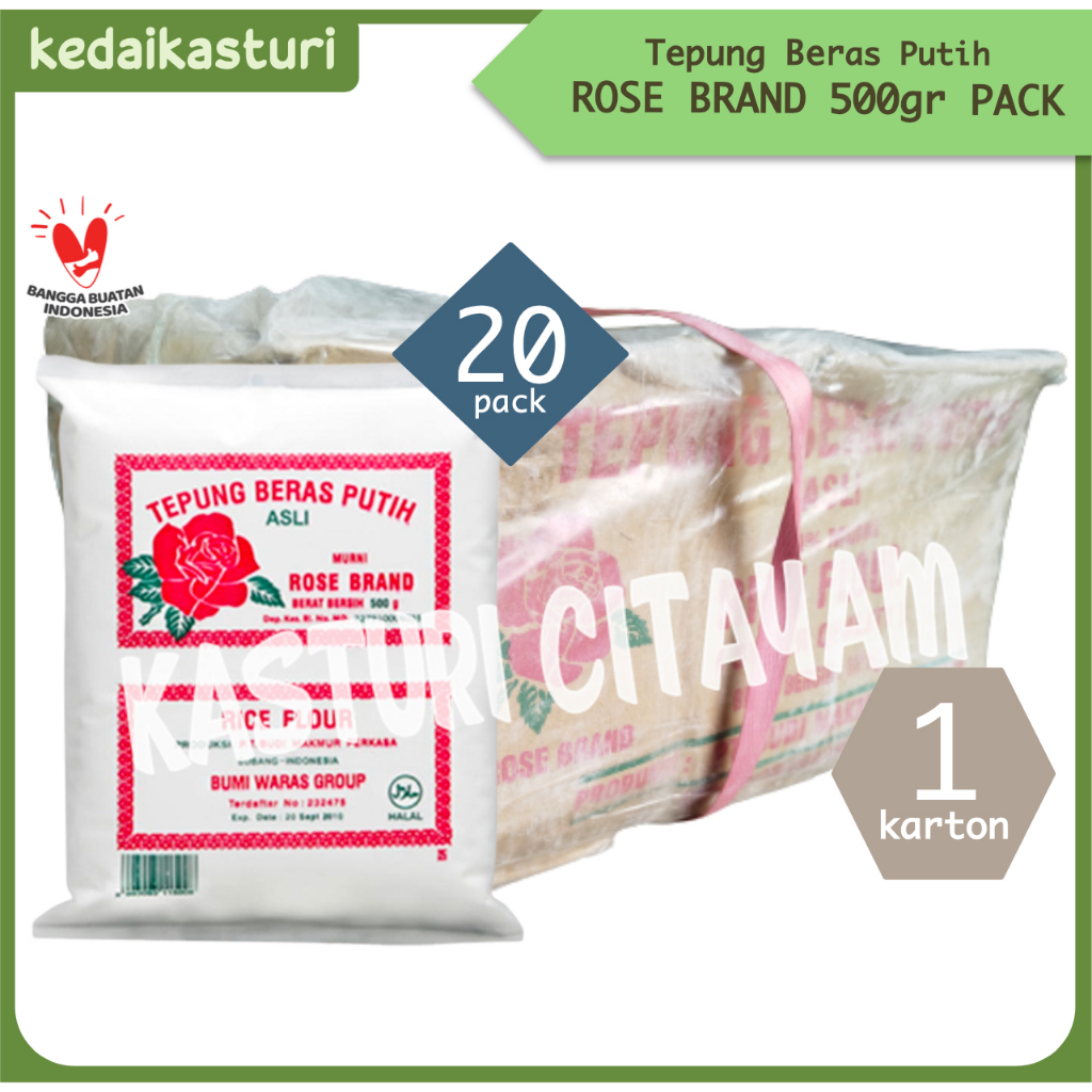 Jual Tepung Beras Putih Rose Brand 500g [1 Karton x 20 Pack] | Shopee ...