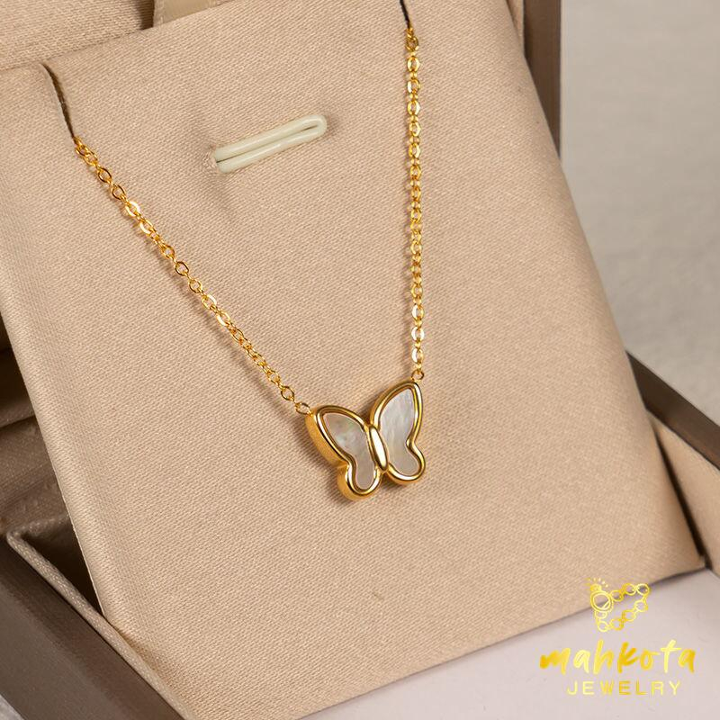 Jual K14 Kalung Titanium Wanita Desain Single Butterfly shell Lapis ...