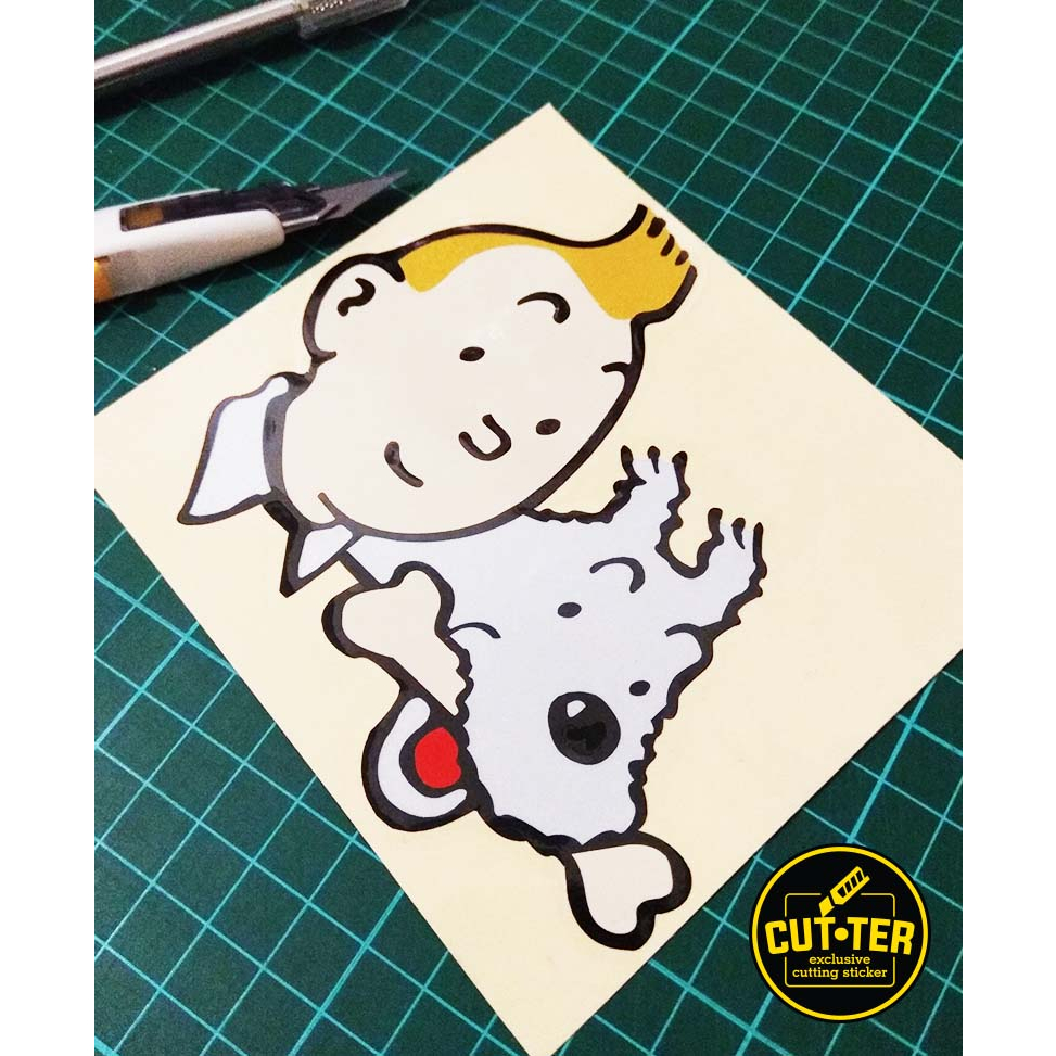 Jual cutting sticker TINTIN SNOWY | Shopee Indonesia