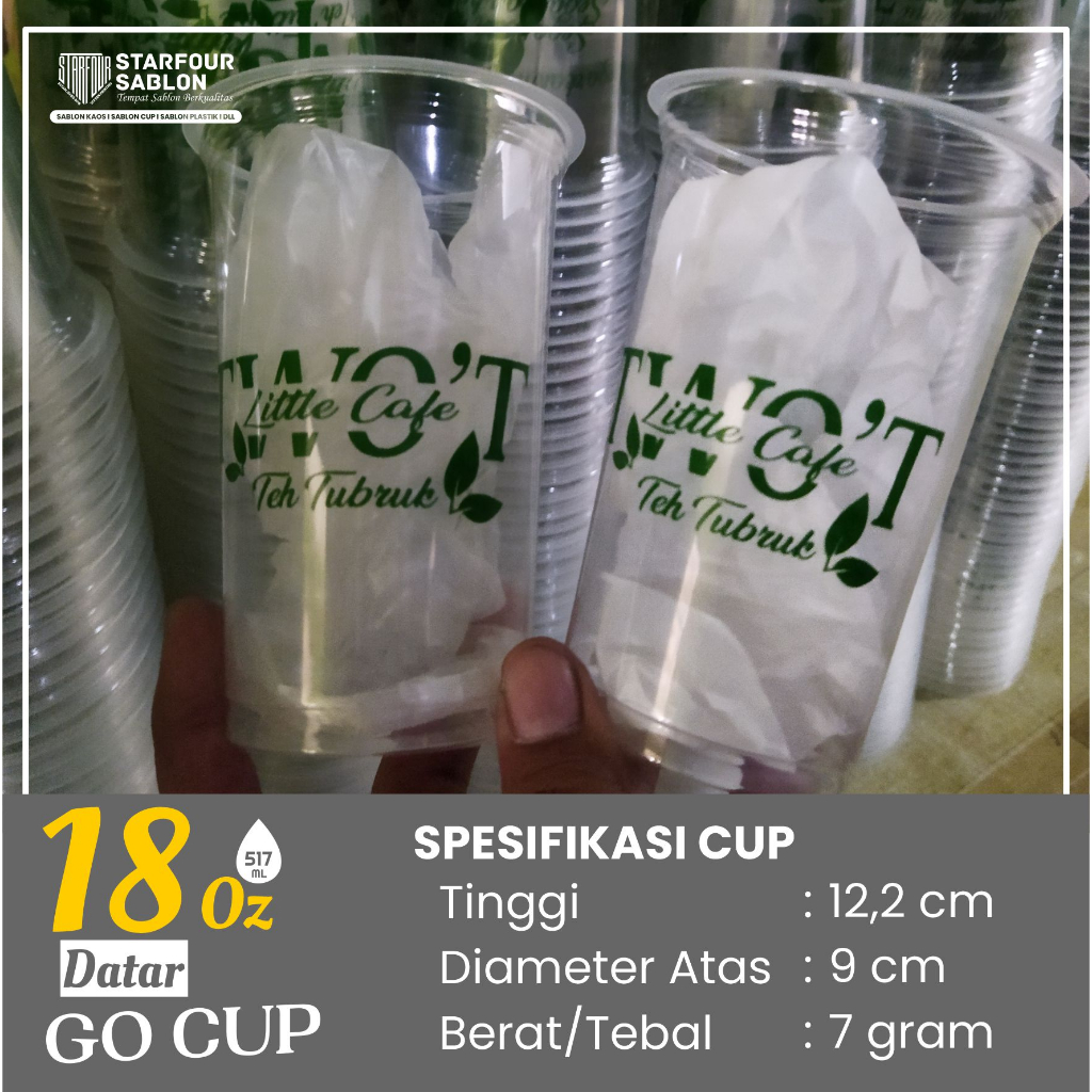 Jual Custom Sablon Gelas Cup Datar Ukuran Oz Merek Starindo Bahan Tebal Free Desain